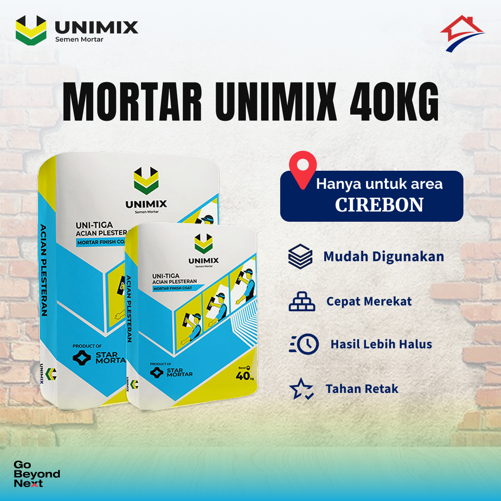 Unimix Semen Mortar Uni-Tiga Semen Mortar Acian Dinding 40kg Area Cirebon