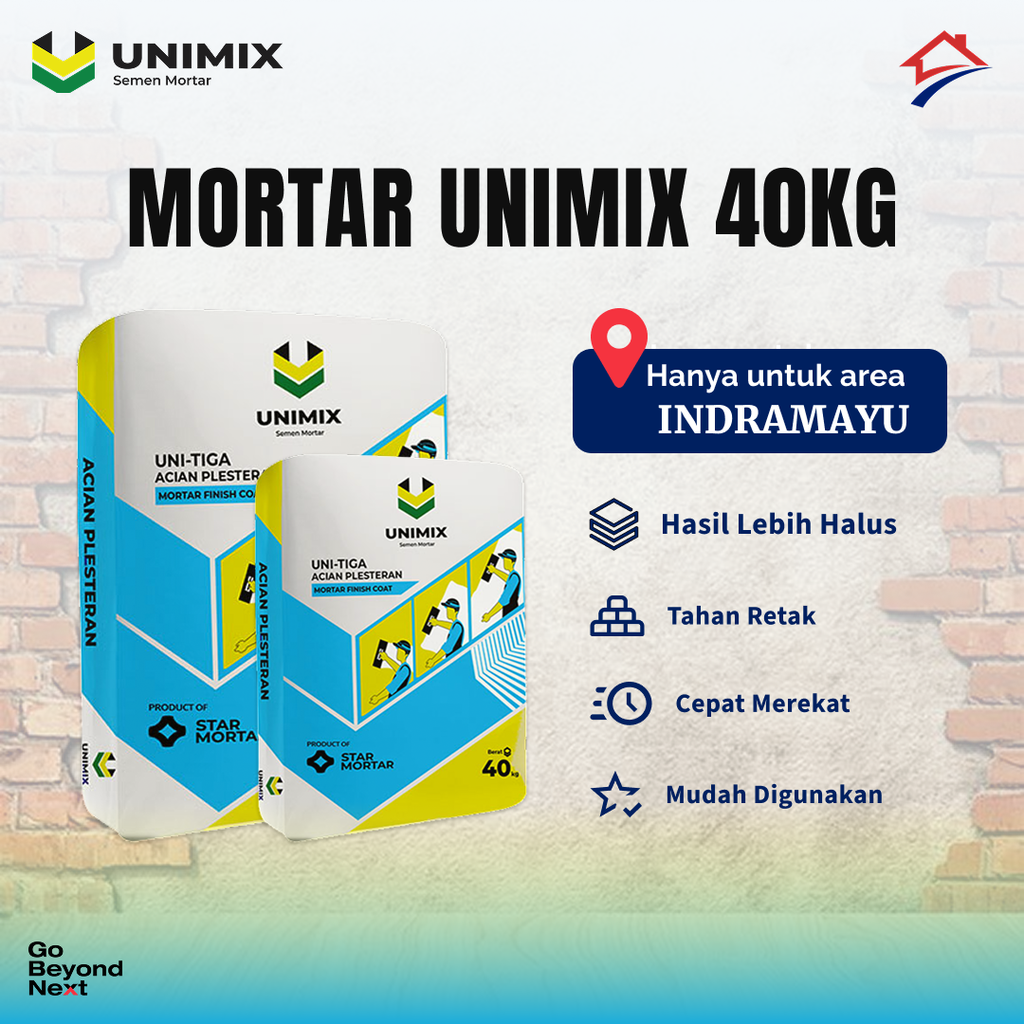 Unimix Semen Mortar Uni-Tiga Semen Mortar Acian Dinding 40kg Area Indramayu