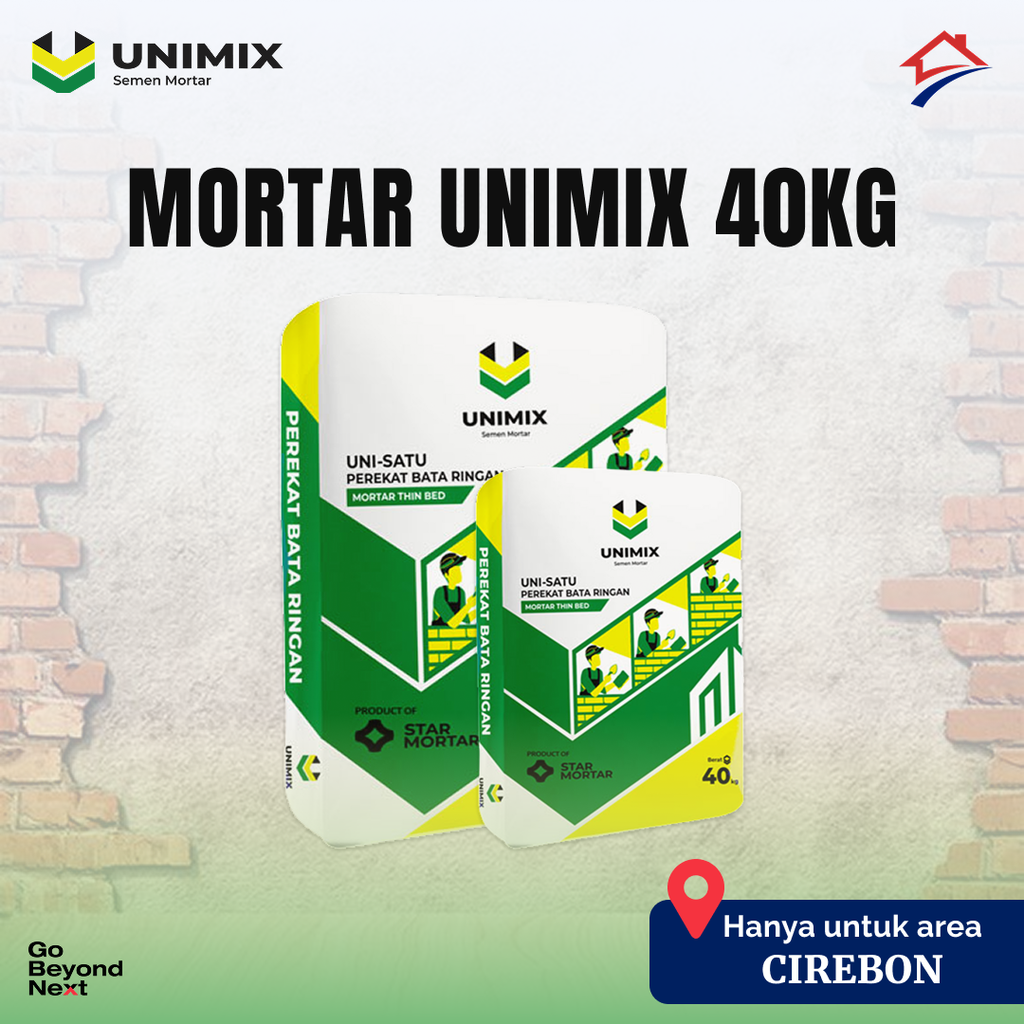 Unimix Semen Mortar Uni-Satu Perekat Bata Ringan 40kg Area Cirebon