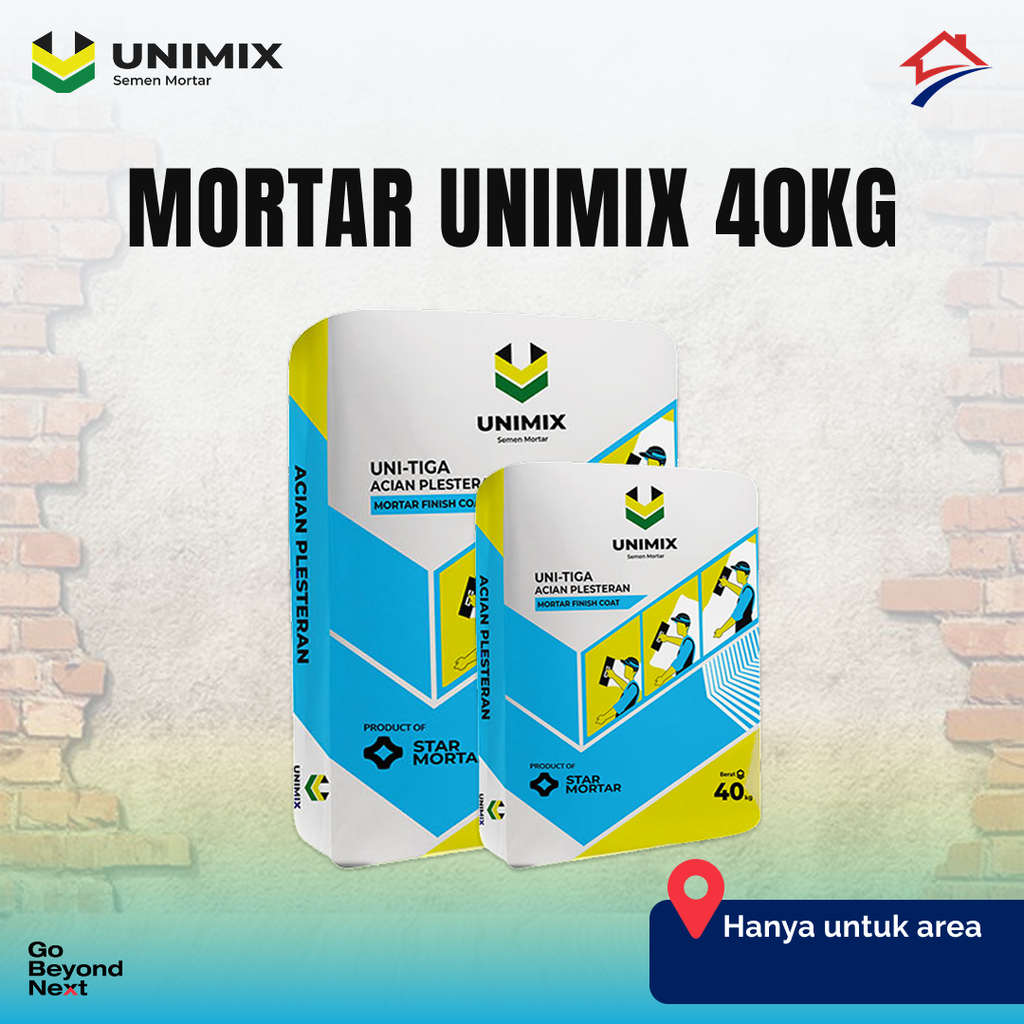 Unimix Semen Mortar Uni-Tiga Semen Mortar Acian Dinding 40kg Area Indramayu